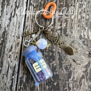 🔮 Amethyst | Statement Bag Charm with Crystal Bottle